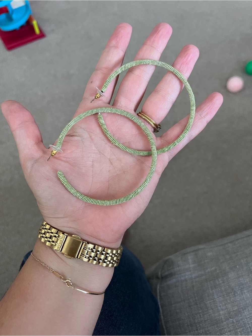 Rebecca de Ravenel Light Green Wrapped Hoop Earrings - Women Jewelry